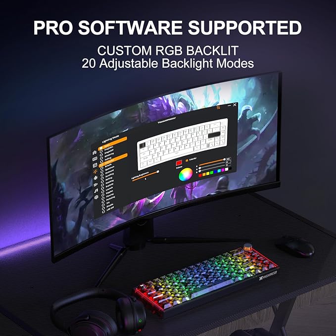 X83 Wired Gaming Keyboard with Volume Knob60 Percent Mechanical Keyboard Gasket Mount RGB Backlit with SoftwareMini Keyboards with 66 Keys Hot Swappable Red SwitchTranslucent Black