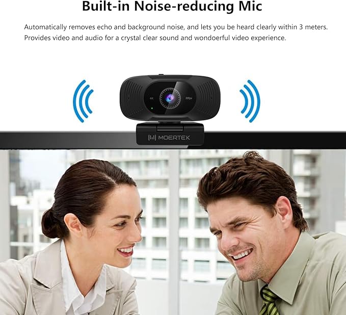 4K Webcam with Microphone 1080P 60fps Webcam for PC 8MP UHD 92° Wide Angle Len Automatic Light Correction USB Camera with Privacy Cover External Computer Camera for Meetings/Video Call