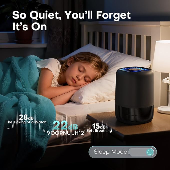 Air Purifiers for Office with H13 Quiet HEPA Filter Up to 1076 Ft² for Pet Family Pollen Smoke Compact Air Cleaner with 3 Speeds Timer Aroma Quiet 360°Intake for Home Bedroom Black