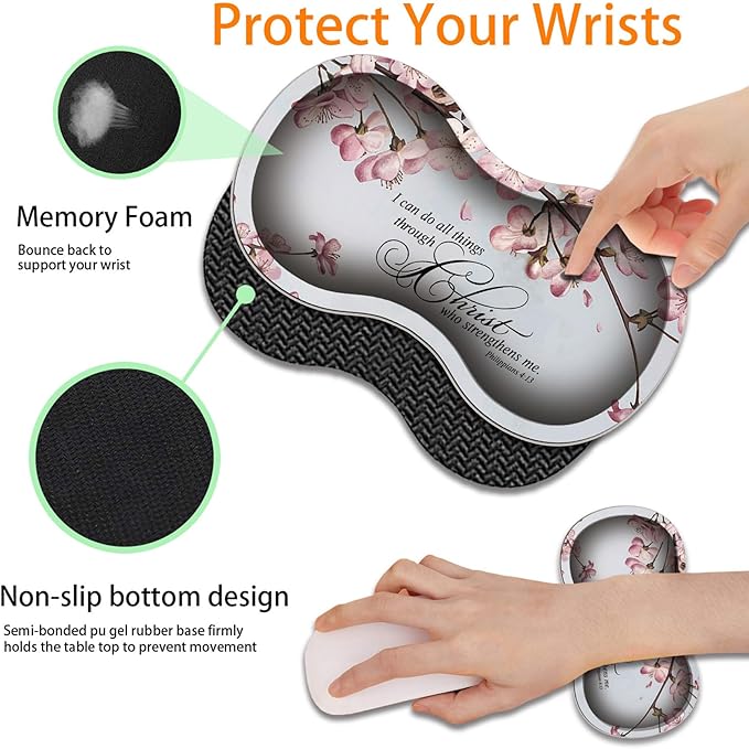 Durable Desk Mat + Wrist Rest Pad + Coasters Set Large Gaming Office Mouse Pad 31.5 x 11.8 Extended Non-Slip Rubber Keyboard Pad Laptop &amp Home Philippians 4-13
