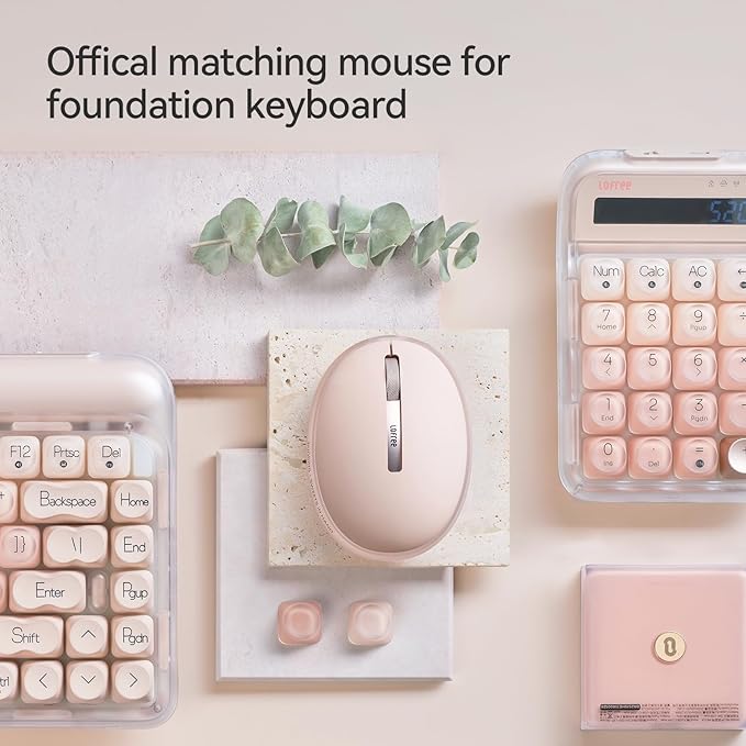 LOFREE Pudding Dual Mode Wireless Mouse with 5 Adjustable DPI Levels Rechargeable Office for Windows MacOS iOS Android Compatible with PC Mac Laptop（Foundation）