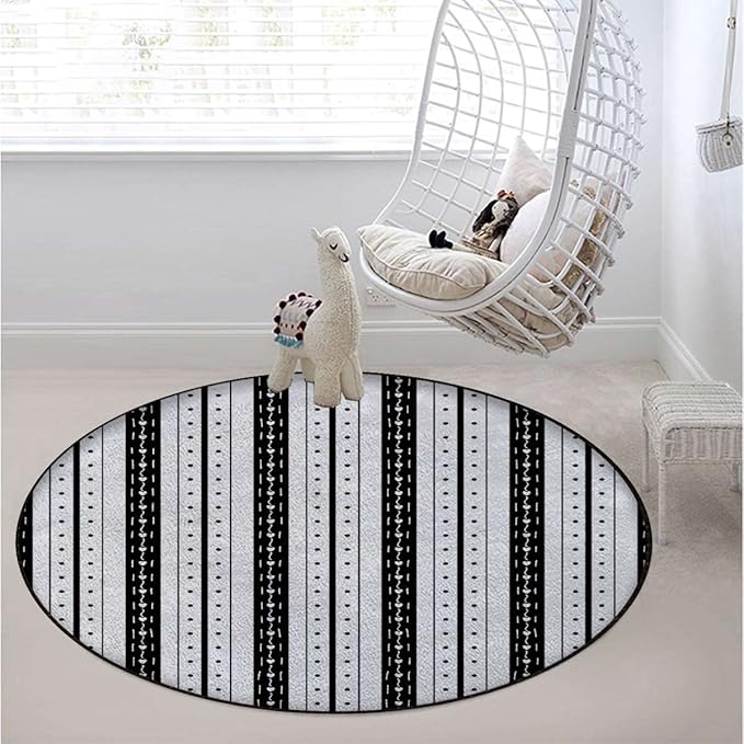 Modern Tribal Gaming Chair Mat for Hardwood Floor Anti-Slip Floor Protector Game Controller Rubber Gaming Computer Chair Mat Exotic Inspired Vertical StripsMulticolor Diameter 47.2 in