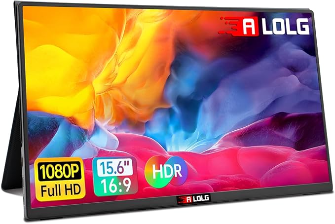 Portable Monitor 15.6 Inch with 60HZ FHD 1080P DisplayUSB-C and HDMI Inputs Ultra-Slim IPS Panel with HDR and Premium Smart Cover &amp Speakers-Compatible with LaptopPCPhonePS5Switch