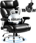 FLEXISPOT 600lbs Big and Tall Office Chair for Heavy People Heavy Duty Computer Desk Chair with Dynamic Lumbar Support 2D Armrest Blade Wheels Chairs for Home Office Gaming Working Leather Black