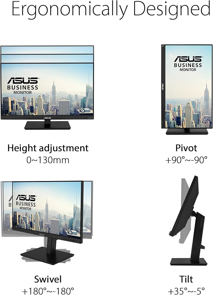 ASUS 24 1080P Multi-Touch Monitor (BE24ECSBT) - Full HD IPS 10-Point Touch IPS Eye Care USB-C with Power Delivery HDMI DisplayPort Daisy Chain Height Adjustable VESA Wall Mountable