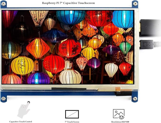 Waveshare 7 inch Capacitive Touch Screen IPS Display HDMI LCD Module 1024x600 Touchscreen for Raspberry Pi 4/3/2/1 Model B/B+/A+/BeagleBone Black/Banana Pi Windows 10/8.1/8/7