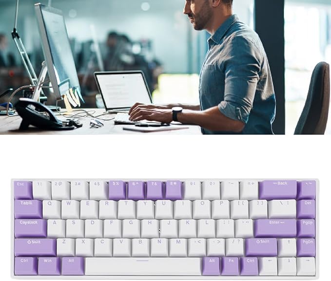 Yoidesu Mechanical Keyboard USB C Wired Gaming Keyboard Blueberry Theme Keycap RGB Backlit 68 Keys Blue Switch Computer Keyboard for Wins 2000 ME for Vista