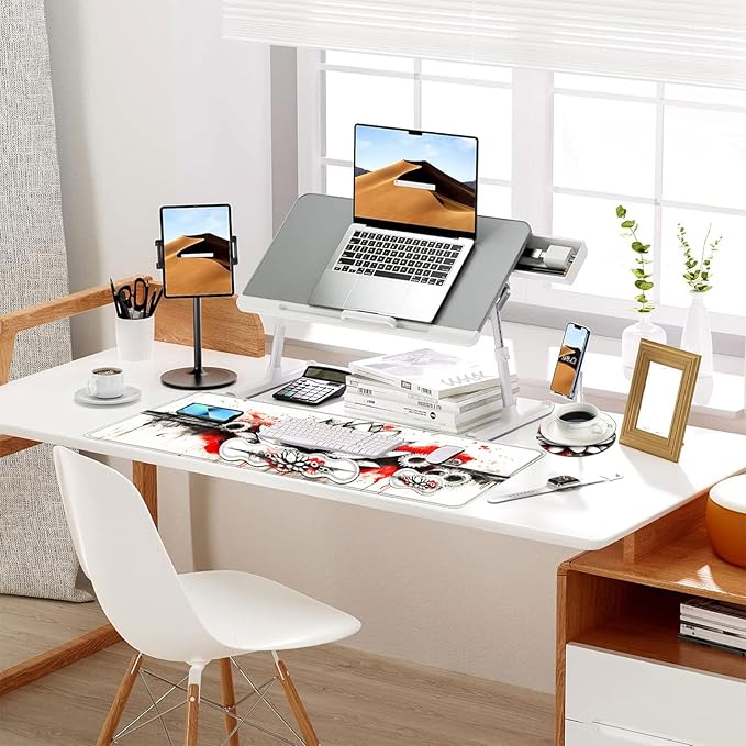 Keyboard Mouse Pad Set Extended Gaming Mouse Pad+Ergonomics Keyboard Wrist Rest Support Memory Foam Easy Typing Pain Relief 4Pcs XL Ultra Thick Desk MatLotus and Gears