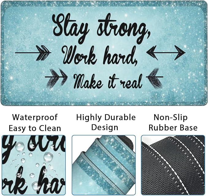 AQQA Desk Mat Desk Pad5in1 XXL Mousepad + Keyboard Wrist Rest+Mouse Wrist Rest+Coaster Set with Ergonomic Desk Pad for Home Office Desk Accessories Decor SuppliesStay Positive
