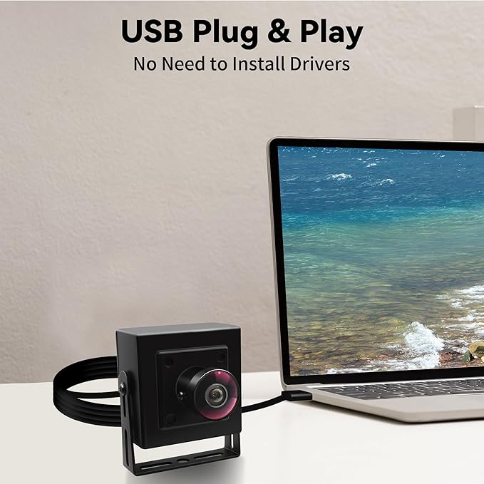 MMlove 5MP USB Camera 1944P HD Webcam 170 Degree Wide Angle Fisheye Lens Plug&ampPlay USB Webcam for Skype/Zoom/FaceTime/HangoutsPC/Laptop/Raspberry Pi