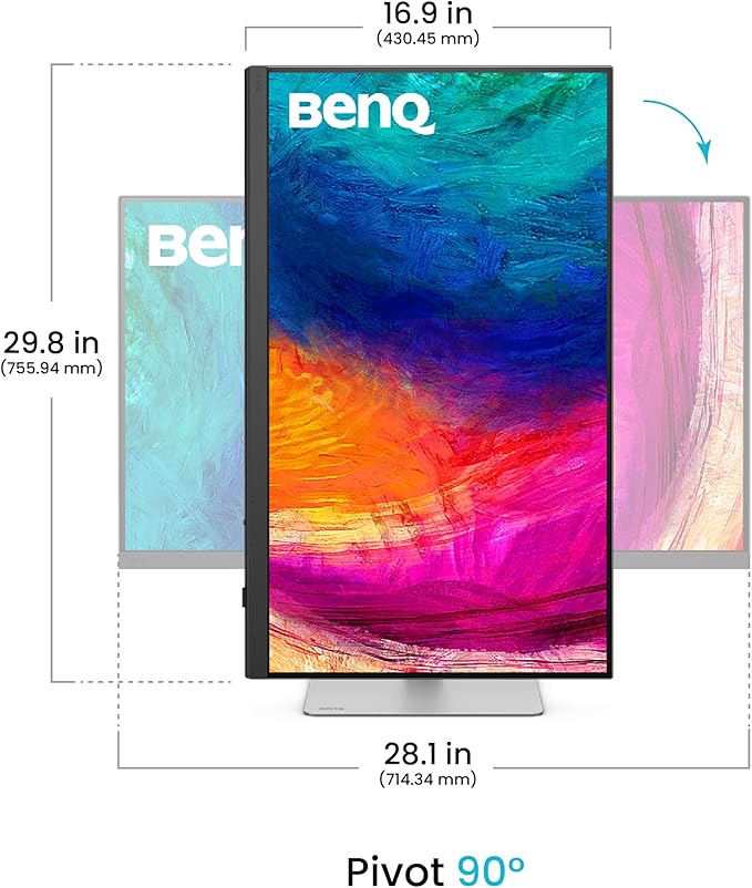 BENQ PD3226G 31.5 4K UHD (3840 x 2160) @144 Hz Designer Monitor 5 ms HDR10 Integrated Speakers USB Hub Swivel Tilt Rotation Height Adjustments (Renewed)