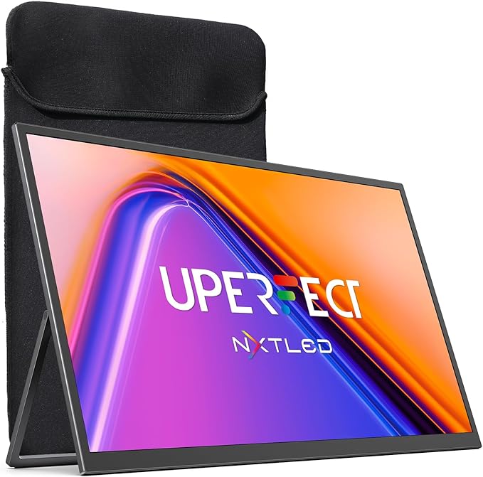 UPERFECT 18.5 Portable Monitor NxtLED™ Eye Care Display 120Hz FHD 1080P 145% sRGB Anti-Glare Matte Screen Flicker-Free Low Blue Light with Stand &amp VESA for Laptop PC Mac Phone &amp Game