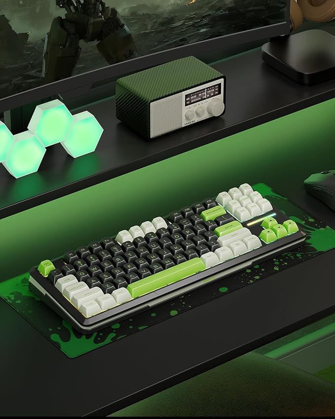 Redragon K734B Wireless Mechanical Keyboard3-Modes Bluetooth Gasket Hot Swappable TKL RGB Custom KeyboardPre-lubed Switches 81 Keys PBT Keycaps South-Facing LEDs Socket