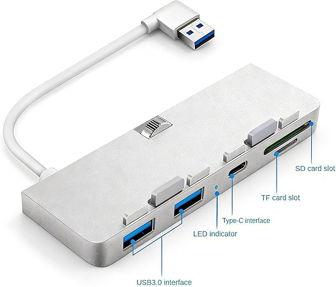USB 3.0 Hub for iMac (2012-2019) 21.5/27 inch Aluminum Front Port Expander with 3 USB-A Ports and SD/TF Card Reader - Slim Plug and Play Adapter for iMac 5K iMac Pro (Not for M1/M3)