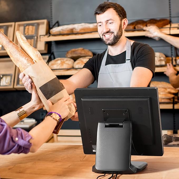 MUNBYN 17-inch POS-Touch-Screen-Monitor POS-System-for-Small-Business Multi-Touch Monitor 400 nits True Flat Seamless Capacitive LED VGA/HDMI Input for Office POS Restaurant No Driver Required