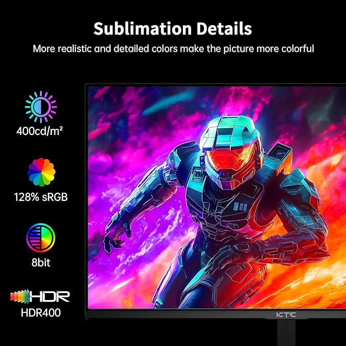 KTC 24.5 Inch 400Hz Gaming Monitor FHD 1080P 240Hz Computer Monitor Fast IPS FreeSync/G-Sync Compatible HDR400 DisplayPort x2 HDMI x2 VESA Tilt AdjustableH25X7