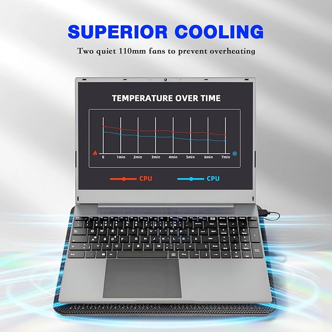 Laptop Cooling Pad Coolertek Portable Slim Quiet Laptop Notebook Cooler Cooling Pad Stand with 2 Blue LED Fans USB Powered Adjustable Angled Fits 11-14 Inch Laptop