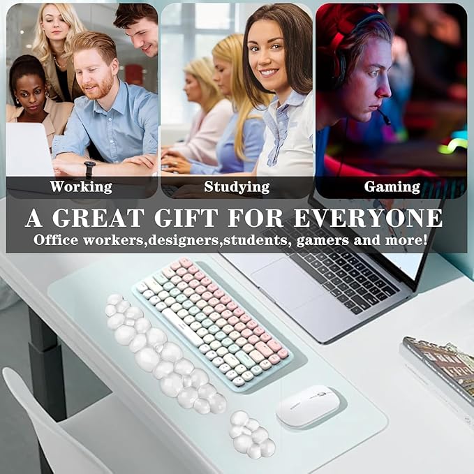 Mouse Pad with Wrist Rest Soft Cloud Gel Keyboard Mouse Pad Set with Hand Wrist Support Cute Non Slip Office Desk Accessories for Comfort/Pain Relief/PC Gaming/Computer/Laptop (Clear Cloud)