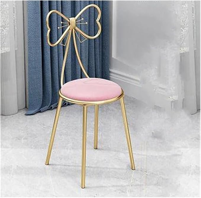 Round Stool Industrial Gaming Chair with Cushioned Seat for Office Bedroom and Vanity White Leather Home Furniture