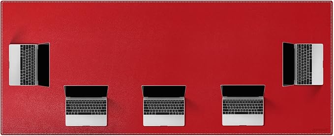 ZORESYN Oversized Desk Mat 78.7 x 35.4 inch (Red) - Premium PU Leather Conference Table Protector Non-Slip Waterproof Desk Pad for Office/Home/Dining Mouse Pad &amp Writing Surface