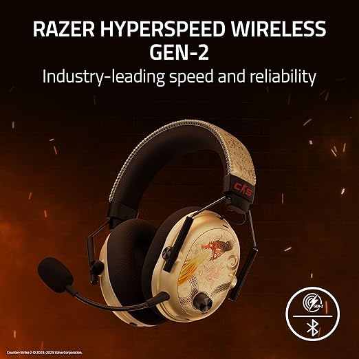 Razer BlackShark V3 Pro Wireless ANC Gaming Headset for PC: Full Band Mic - 50mm Drivers - 2.4 GHz Bluetooth USB 3.5mm - Works with Mac PS5 Nintendo Switch Smartphone - Counter-Strike 2 Edition