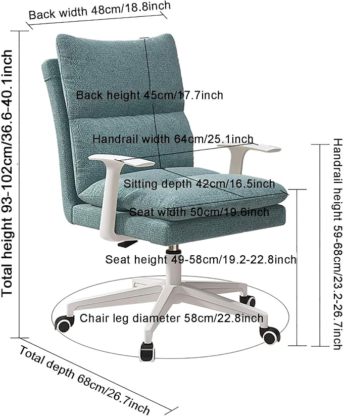 Office Chair Gaming Chair Computer Chair Ergonomic Computer Chair with Thick Padding BackrestExecutive Home Office ChairBig and Tall Upholstered Desk Chair Armrest Height Adjustable S