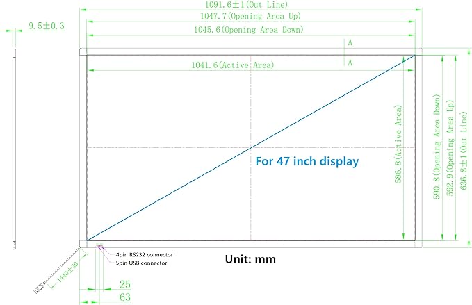 47 Inch Interactive 10 Points Infrared IR Touch Screen Overlay Frame Free Driver