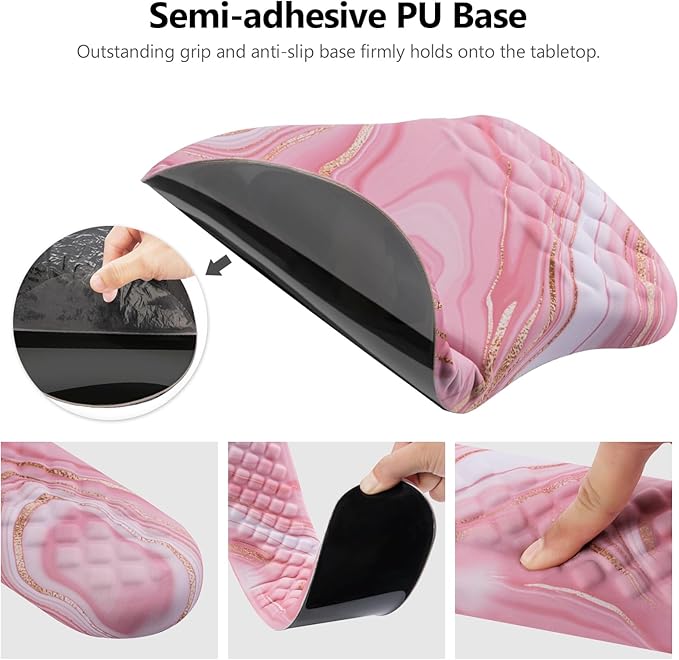 Mouse Pad Wrist Support Laokiiy 2 in1 Keyboard Wrist Rest+ Ergonomic Mouse Pad Non-Slip Wrist Rest for Computer Keyboard Made Easy Typing &amp Relieve Wrist Pain(Rose Gold Pink Marble)