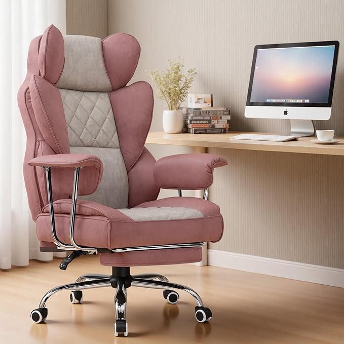 COMHOMA Big and Tall Gaming Chair with Pocket Spring Lumbar Support Ergonomic Office Chair with Footrest Executive Desk Chair with Outward Fixed Soft Armrests Computer Chair with High Back GYPK