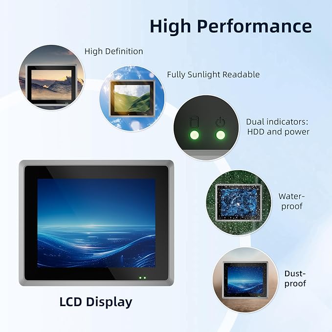 17 inch Industrial Fanless Embedded Panel PCCapacitive Industrial Touch Screen Panel ComputerIP65 All-in-One ComputerWindows 10 profor AutomationKioskMonitoring(I5-7200U8G+128G)