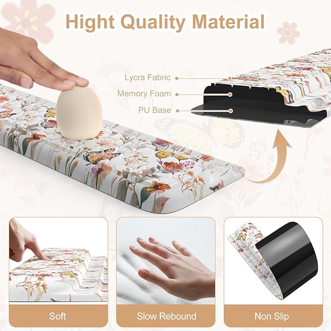 2 in 1 Acrylic Computer Keyboard Holder with Soft Wrist Rest Butterfly Keyboard Wrist Pad 3-Level Height Adjustment for Ergonomic Typing Wrist Rests for Office (White)
