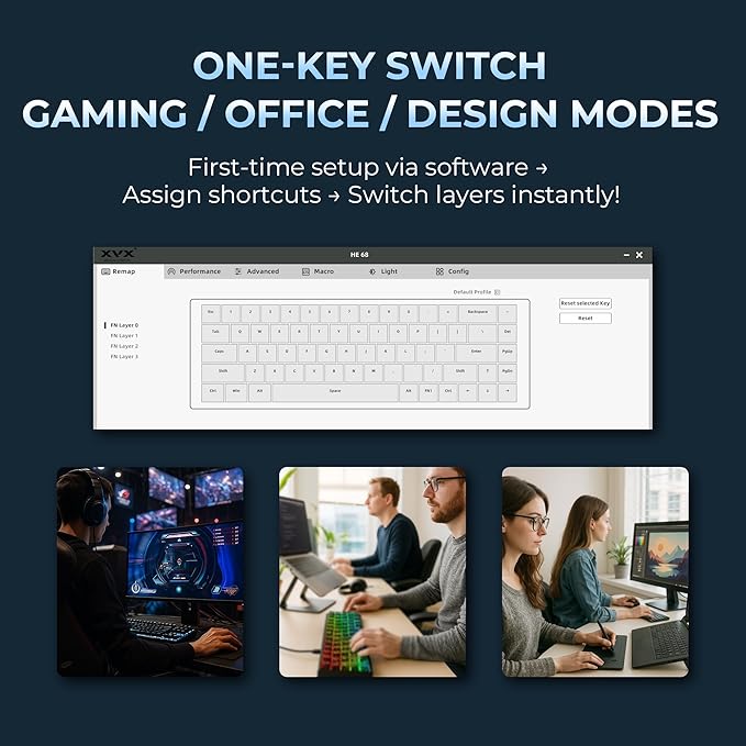 OHY 60 Percent Gaming KeyboardXVX HE68 Rapid Trigger Keyboard with Gateron Magnetic Switch CNC Aluminum FrameCustom Mechanical Key Board for PC/Laptop/Xbox/PS4/PS5-Black