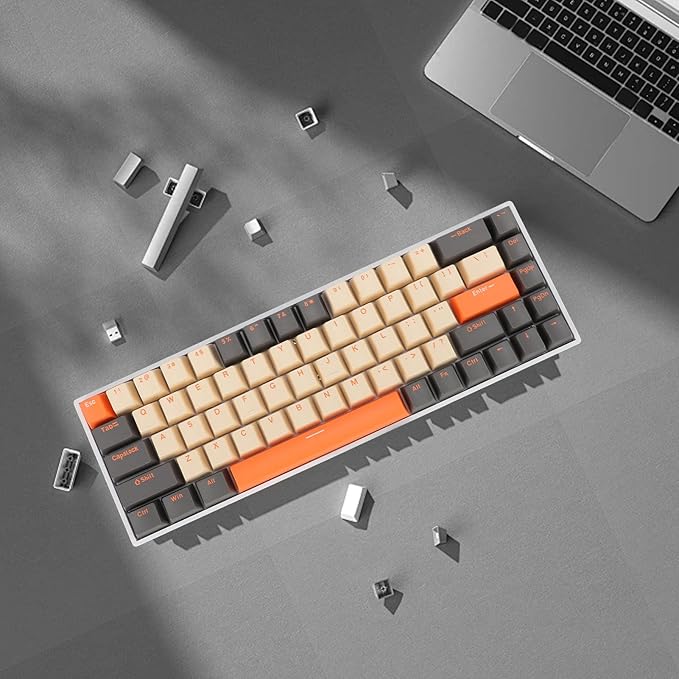 60% Mechanical Gaming Keyboard Dynamic RGB Backlit Gaming Keyboard 68 Keys Mini Wired Office Keyboard with Red Switch Full Key Hot Swappable for Laptop PC