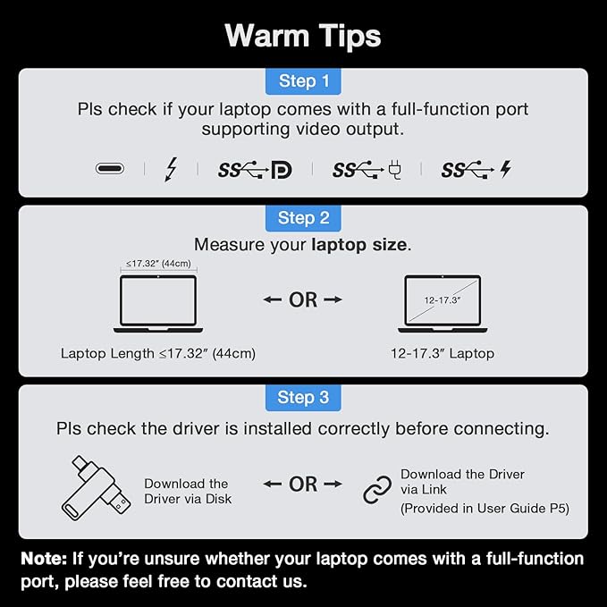 KYY 15.6 Laptop Screen Extender 1080P FHD IPS Portable Monitor One Cable USB-C Triple Monitor Dual Travel Screen for 12-17'' Laptops 360° Rotation &amp KickstandX90D (Driver Need)