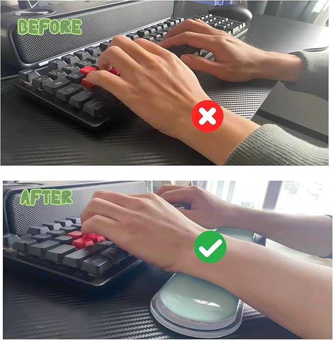 Gel Keyboard and Mouse Wrist Rest SetErgonomic Silicone Wrist Support for Typing Pain Relief Non-Slip Cooling Gel Pad for Office Computer Laptop Gaming 2-Pack(Gradient Green)