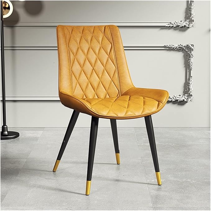 Adjustable Office Computer Chair with Armrest Leather Dining Chairs Living Room Household Stool Foot Backrest Dining Chair(Yellow-Golden)