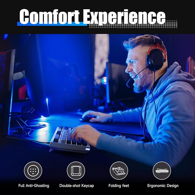 KEMOVE K98SE Mechanical Gaming Keyboard 98 Keys LED Backlit Programmable 96% Wired Computer Keyboard with Double Sound Dampening Foam Pre-lubed Brown Switch