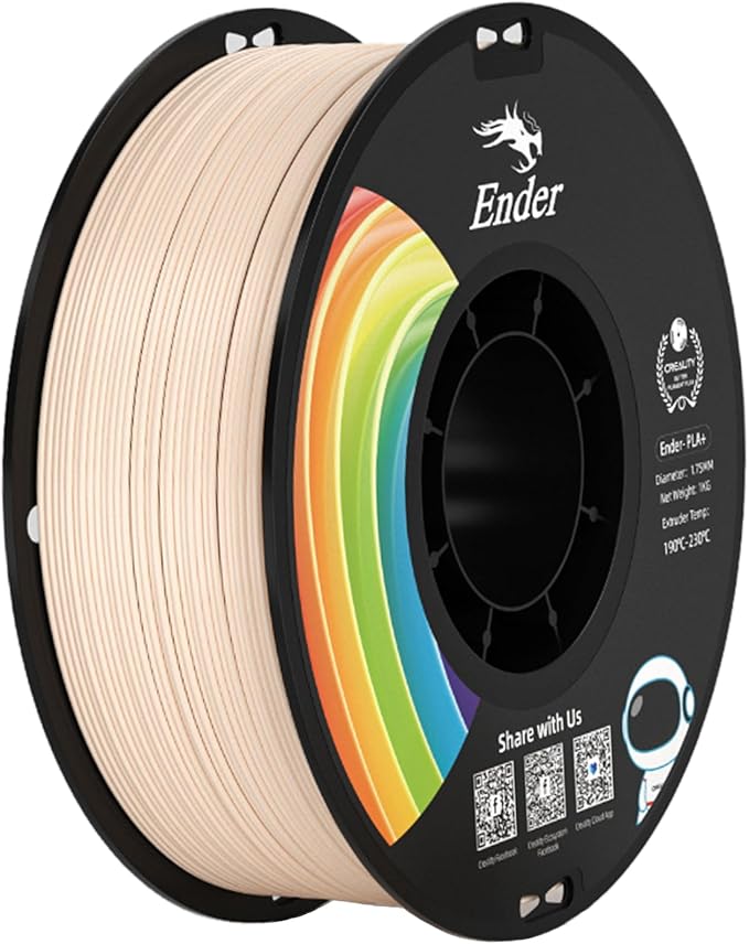 Creality 3D Printer Filament 1.75mm Ender PLA+ Filament Strong Toughness No-Tangling Vacuum Packaging 3D Printing Filament Fit Most 3D Printers 1kg Spool Accuracy +/- 0.02mm Beige