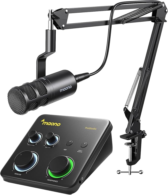 MAONO USB Audio Interface for PC &amp XLR Dynamic Microphone: Interface with XLR Input 24-bit/192kHz Routing Software Loopback for Recording Music Guitar Podcast Streaming