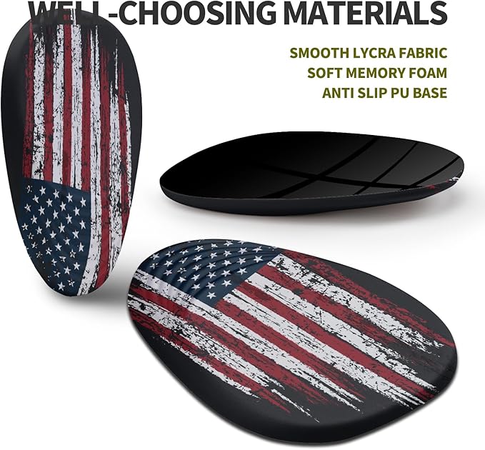 Hokafenle Ergonomic Mouse Pad Wrist Support Terraced Slope Carpal Tunnel Wrist Pad for Mouse with Unibody Memory Foam Wrist Rest Pain Relief Mousepad (US Flag 11.8x7.9 in)