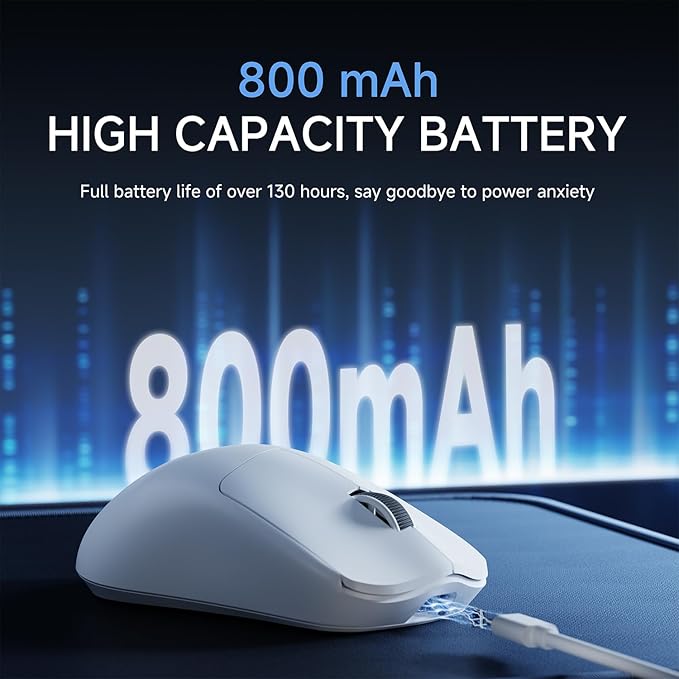 X23Pro Wireless Gaming Mouse 2.4G/BT5.0/USB-C Esports Gaming Mouse 800mAh Rechargeable Lightweight Mouse Gaming 12000 DPI Wireless Mouse with 6 Programmable Buttonsfor Laptop/PC/Mac White