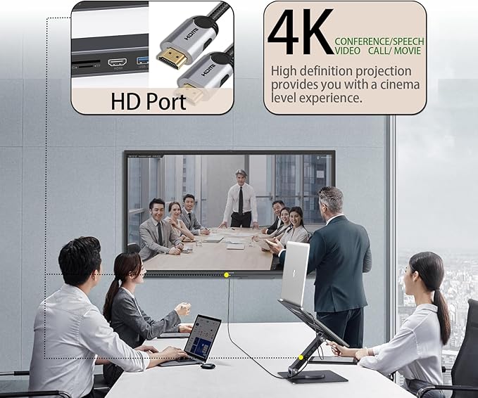 7 in 1 Laptop Docking Station Stand Detachable USB C Hub 4K HDMI 2 USB 3.0 RJ45 PD 3.0 Universal Laptop Stand with 360-degree Swivel Stand