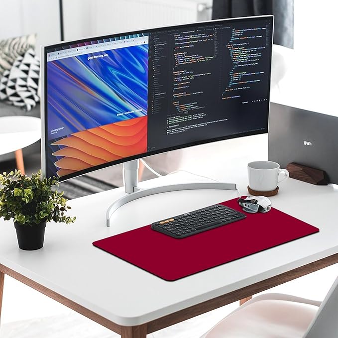 Desk Pad Large Mouse Pads Solid Dark Red Desk Mat for Computer Laptop &amp Gaming Desk Mousepad Writing Mat for GamerOffice &amp Home 16 x 30inch