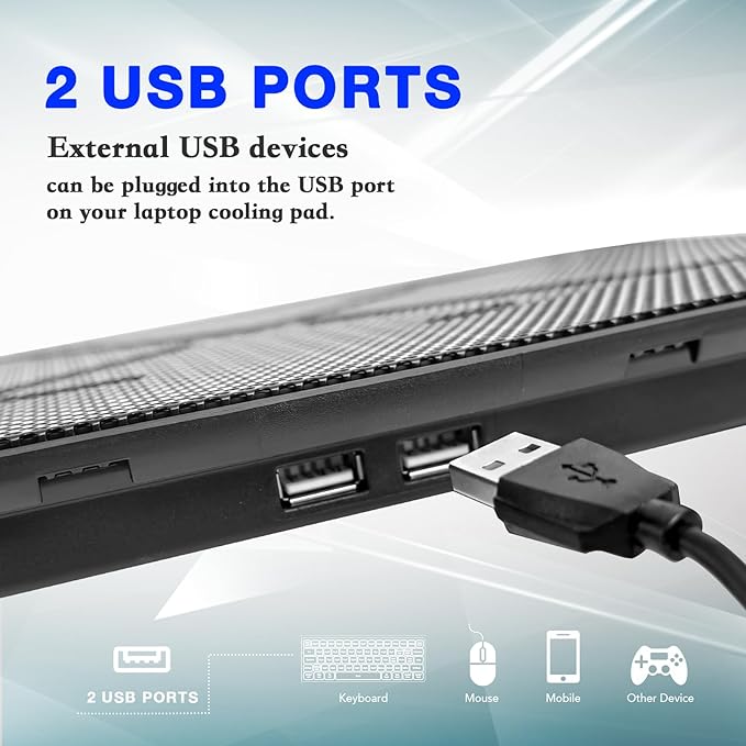 Laptop Cooling Pad Coolertek Portable Slim Quiet Laptop Notebook Cooler Cooling Pad Stand with 2 Blue LED Fans USB Powered Adjustable Angled Fits 11-14 Inch Laptop