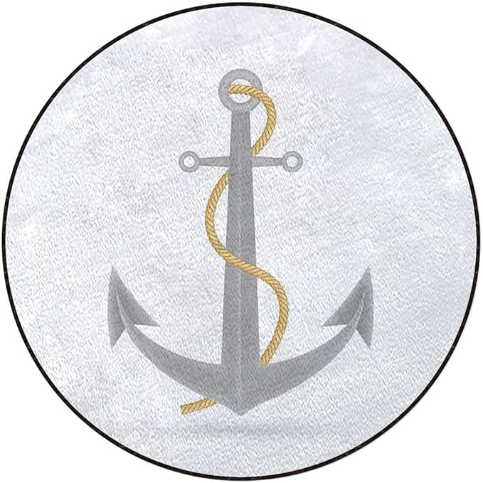 Anchor Round Gaming Chair Mat for Office Chair Computer Chair Mat Floor Protector for Rolling Chair Office Gaming Room Decor Watercolor Spring Blossoms NauticalBrown Pink Diameter 47.2 in
