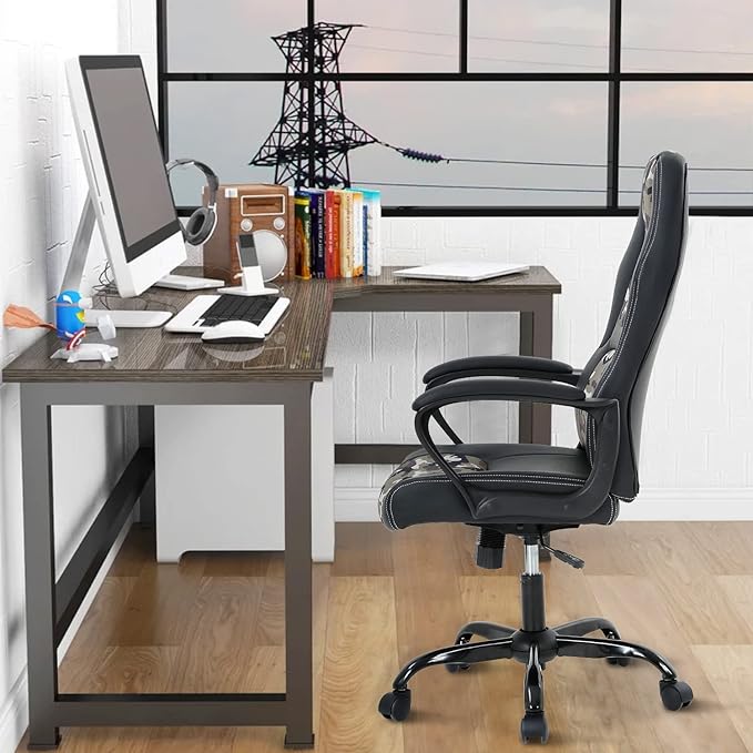 Computer Chair Ergonomic Desk Chair Racing Gaming Chair with Armrest &ampHeight Adjustable High Back Computer E-Sports Chair Task Swivel Executive Seat PU Leather Chair for Home Office (Camo)