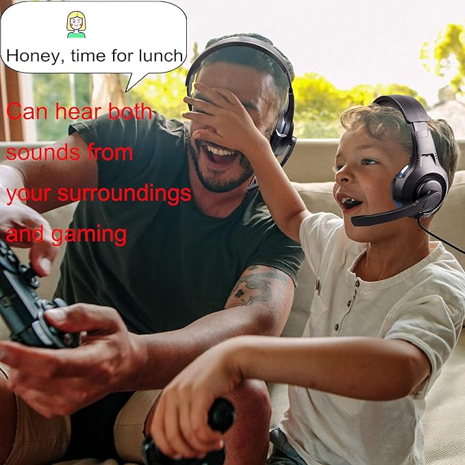 One Ear Headset with Mic for PS5/PS4/Xbox One/Xbox Series X/S/Nintendo Switch/Lite/Steam Deck Gaming Headphone with Microphone Control 3.5MM Wired Unilateral Chat Headset for Laptop/Tablets/Phone/PC