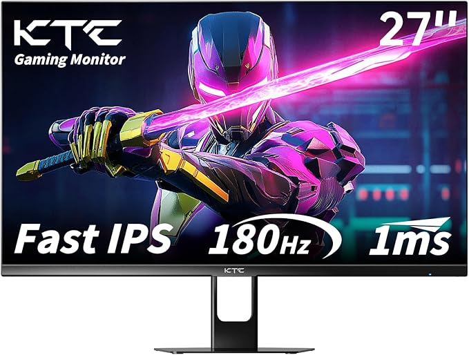 KTC 27 Inch Gaming Monitor 180Hz Full HD 1920x1080 Fast IPS Computer Monitor DP 1.4 &amp HDMI 2.0 Ports 1Ms FreeSync Frameless PC Gamer Monitor HDR VESA Mount H27F22
