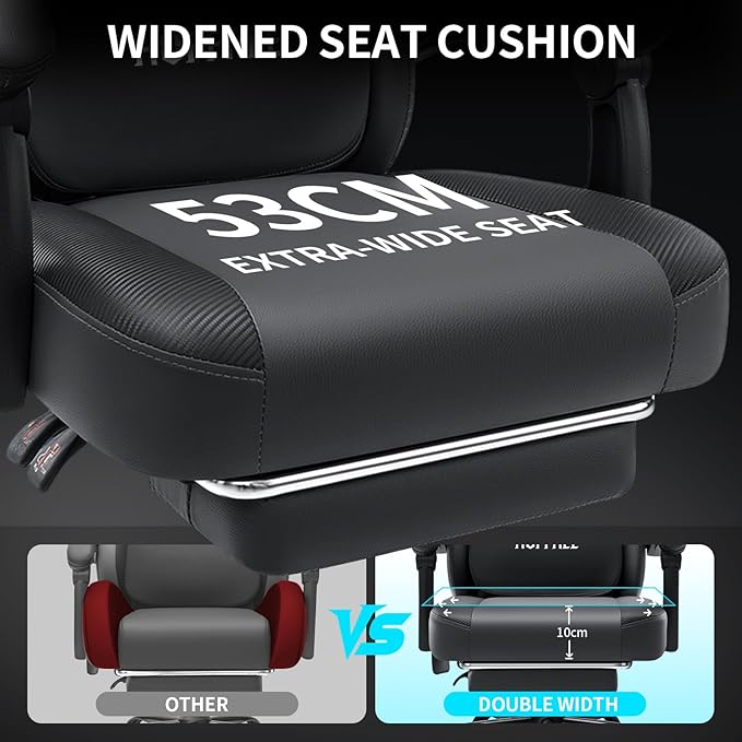 HOFFREE 3D Kneading Massage Gaming Chair with Heated Massage Lumbar Support Office Computer Chairs for Adults with Footrest Ergonomic Comfy Game Chair for Gaming Office 400lbs Grey