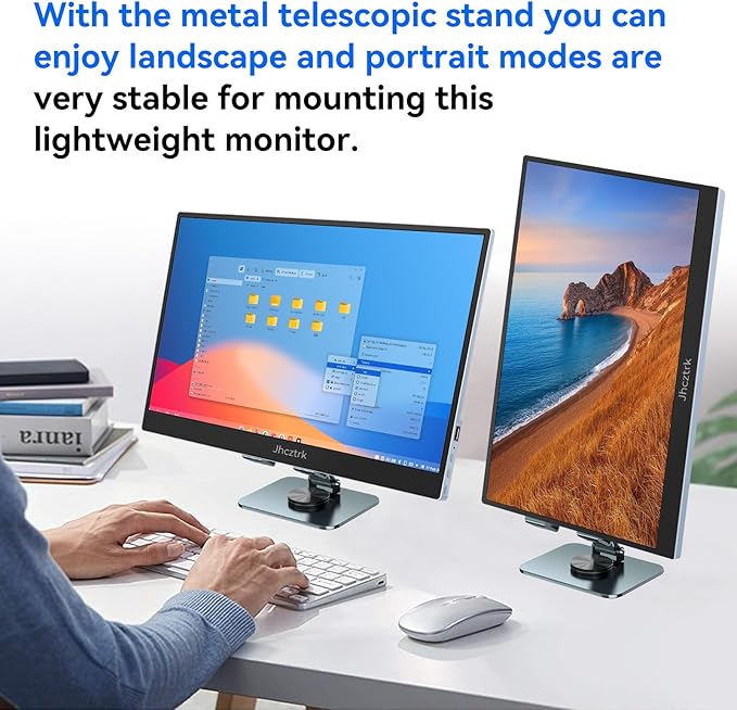Touchscreen Portable Monitor 15.6 inch 1080P Ultra Slim and Lightweight Bezel Less FHD IPS HDR Gaming Monitor with Built-in Speakers and VESA for Laptop Mac PC PS4/5 Switch
